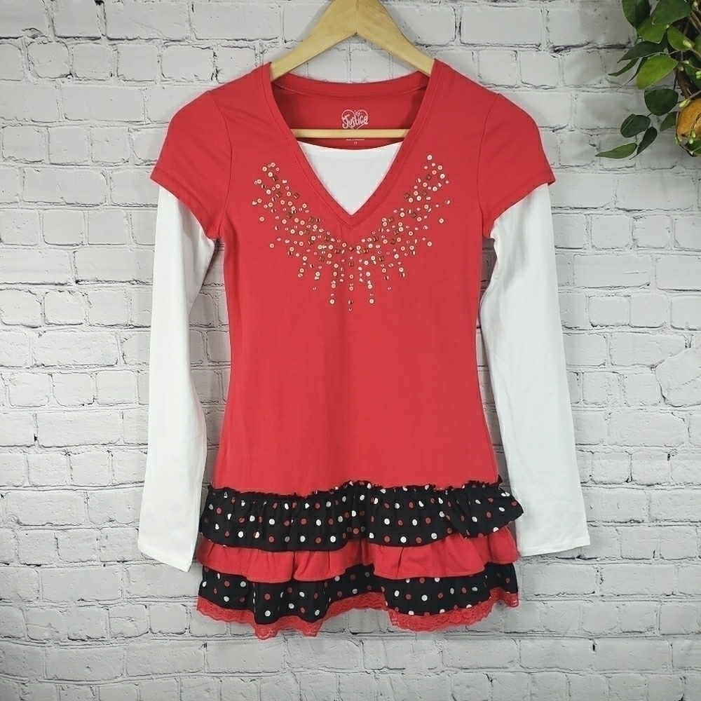 JUSTICE Long Sleeve Ruffled Top Size 12